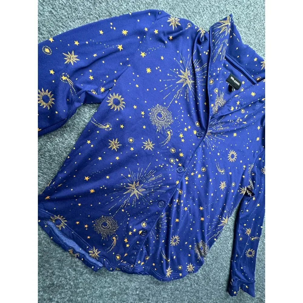 Room Service Shawl Collar Celestial Pajama Top Size Small GUC - Picture 4 of 8
